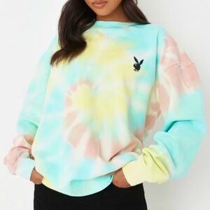Missguided x PLAYBOY Pastel Tie-Dye Crewneck